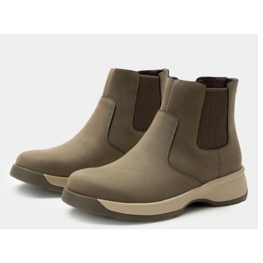 NIB $140 Alegria 37 7/7.5 Nubuck Leather Ankle Boots Frankie Driftwood Taupe Zip